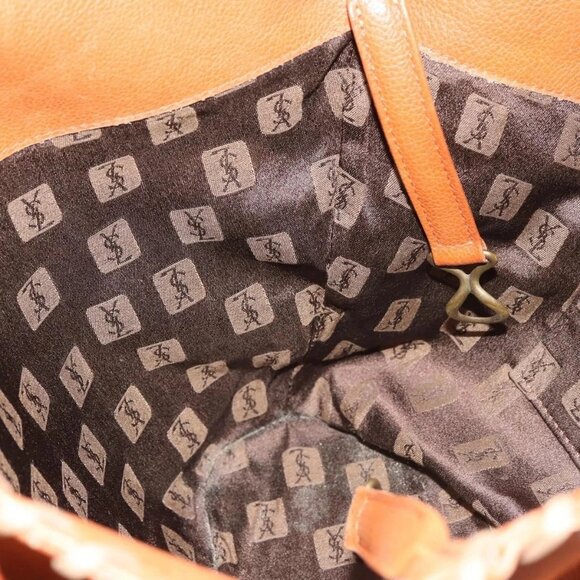 SAINT LAURENT Shoulder Bag Leather Brown Gold Auth SW1562 - Picture 12 of 16